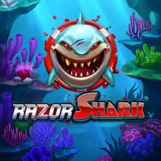 Flagman Casino Razor Shark Slot mit Haifischlogo und Korallenriff